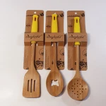 natural color bamboo disposable dinnerware set with silicone handle spoon