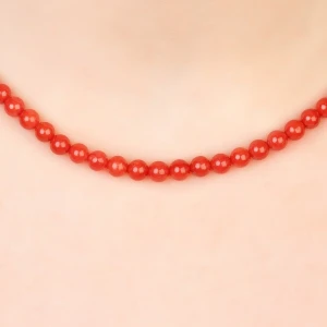 Natural red coral beads necklace and 925 silver clasp