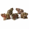 Natural Unakite Crystal Carved Elephant Quartz Animal Figurines Crystal Carving Crafts
