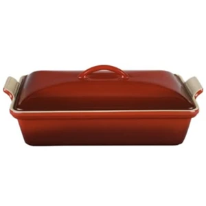 New arrival kitchen restaurant rectangle plate large red deep ceramic bakeware set with lid