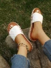 New Arrival Round Flat Slippers Pu Cozy Light Plus Size 43 Summer Slippers For Ladies