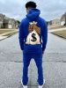 New Design Embroidery Custom Flare Stacked Joggers Sweat Suits Stacked-pants Sweatpants and Hoodie Set