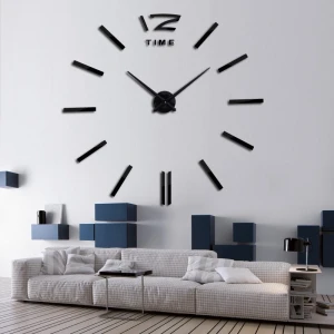 New Design Silver Color Mirror Wall DIY Clock Luxury Home Decor 3D Big Wall Sticker Clock For Home Decoration