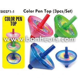New Novelty Toy 3Pcs Set Color Pen Spin Spinning Top