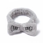 New OMG Letter Coral Fleece Wash Face Bow Hairbands For Women Girls Headbands Headwear Hair Bands Turban Hair Accessories