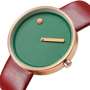 Newest leather strap watch simple dot and line fashion hand clock custom made dial best quality watches