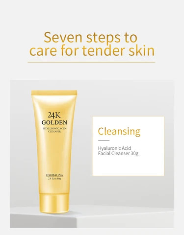 Oem Anti Aging Brightening Facial Repair Whitening 24K Gold Skin Care Set 6 Pcs For Gift Set