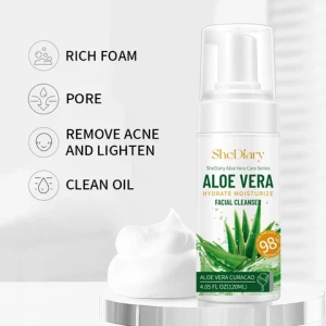 OEM Face Wash Cleanser For Sensitive Skin Aloe Vera Foaming Acne Whitening Foaming Exfoliating Deep Cleaning Mousse Face Wash