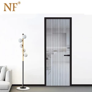 OEM / ODM interior printed frosted and tempered glass powder coated aluminium alloy french casement single door