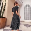 Office Dresses Women Summer Short Sleeve Formal Work Polka Dot Dress With Pocket