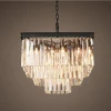 On sale American retro vintage modern luxury square crystal chandelier suspension light for villa hotel