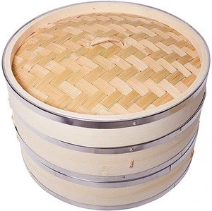 Organic Bamboo Steamer Basket by Harcas. Large 2-Tier with Lid. Strong and Durable with