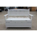 Outdoor Garden White Long Bench with Open Seat