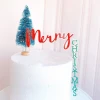 Plastic Acrylic Right Angle Merry Christmas cake topper