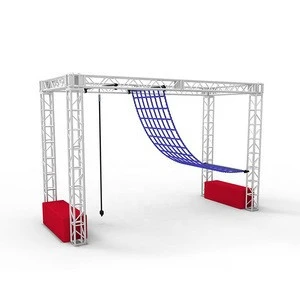 Plastic barrier ninja warrior trampoline and ladder trussing