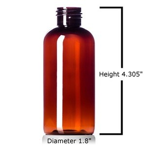 Plastic Bottles Amber 4 Oz PET Boston Round Empty bottle with Hand Press Smooth Black Disc Flip Caps Tops Lids