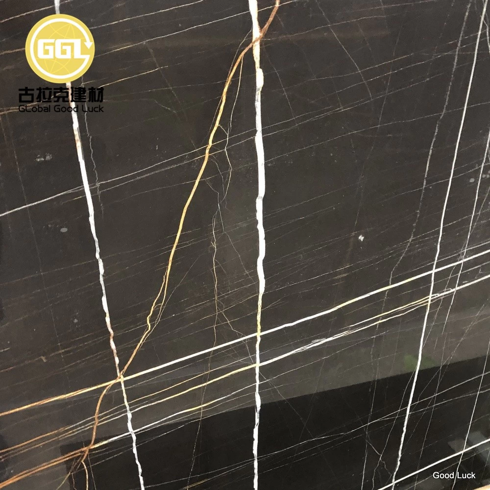 Buy Polished Marble Black Marble With Gold Veins Sahara Noir Marble Slabs From Xiamen Good Luck