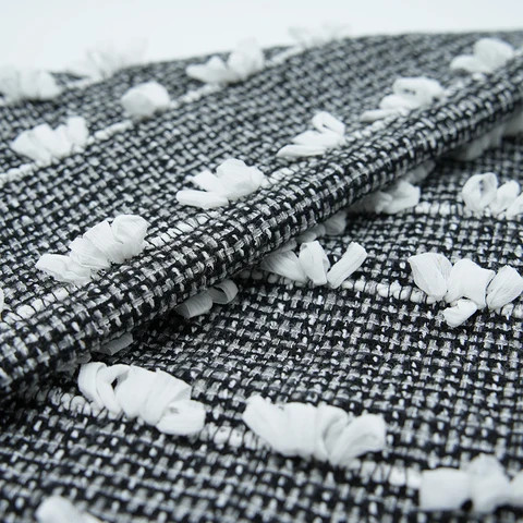 Popular RTS Woven Winter Fabric Wool Polyester Black White Winter Clothes Handmade for Overcoat