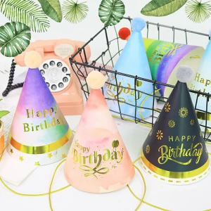 Printing Happy Birthday Party Paper Decorations Kids Hats Child Gifts Supplies DIY Paper Crown   Hats
