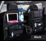 Pu Leather Car Organizer Back Seat Car Back Seat Storage Organizer Bag Foldable Table Tray With Trash