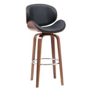 PU Leather wooden bar chair with footrest