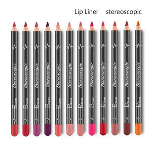 Pudaier 12pcs/Set Lip Liner Pens Waterproof Non-decolored Matte Velvet Makeup Lip Pens