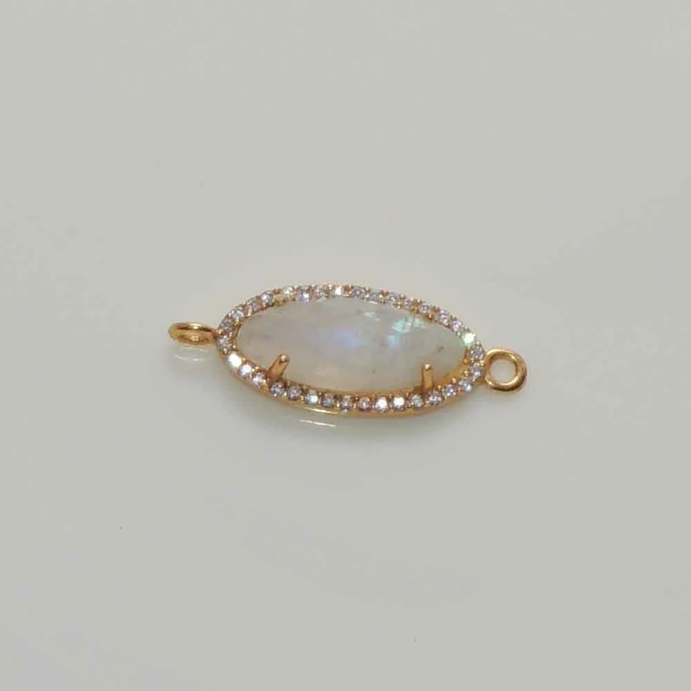 Rainbow Moonstone CubiC Zirconia Connector Finding Gemstone Jewelry Supplier
