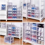 Ready to Ship Multi-function Flip Clear Transparent Drawer Case Plastic Shoe Boxes for Sneaker