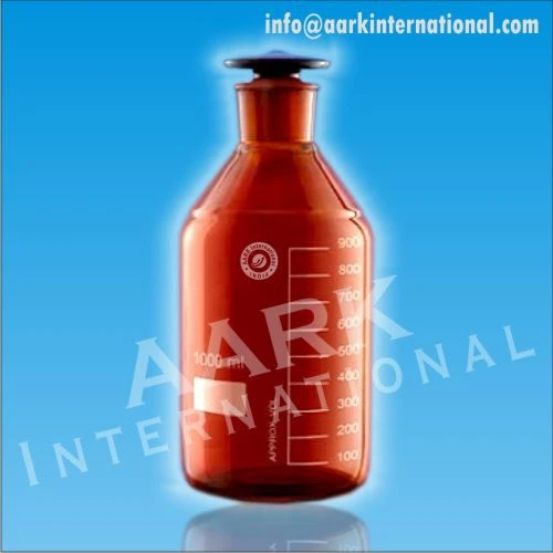 Reagent Bottles, Narrow Mouth, Amber, With Solid Interchangeable Glass Stopper Various Capacity (30 ml to 5000 ml)