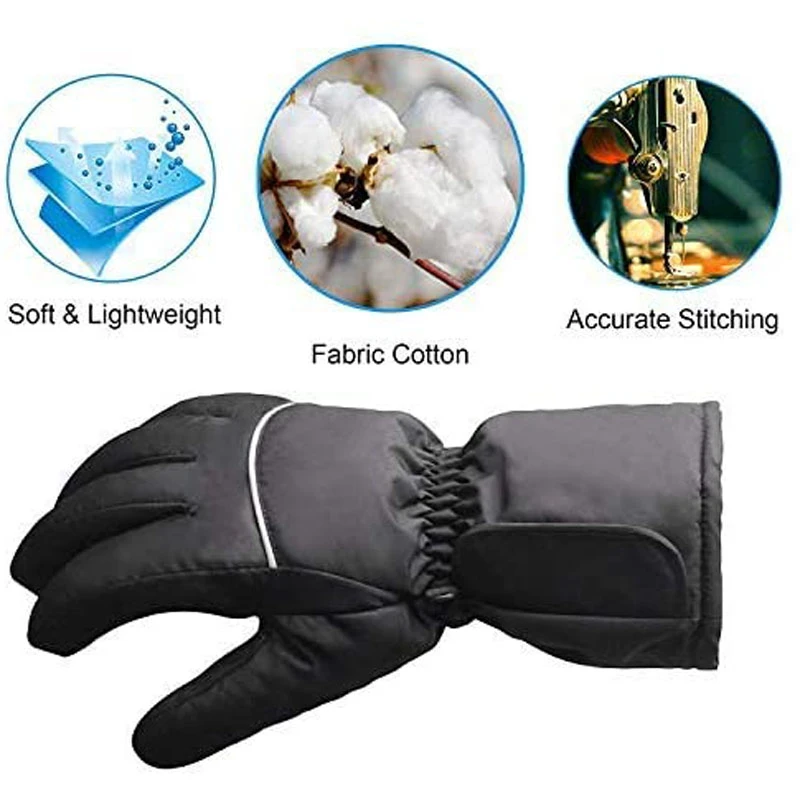 Rechargeable Battery Powered Waterproof Electric Outdoors Windproof Camping Hiking Hunting Ski Winter Heated Gloves