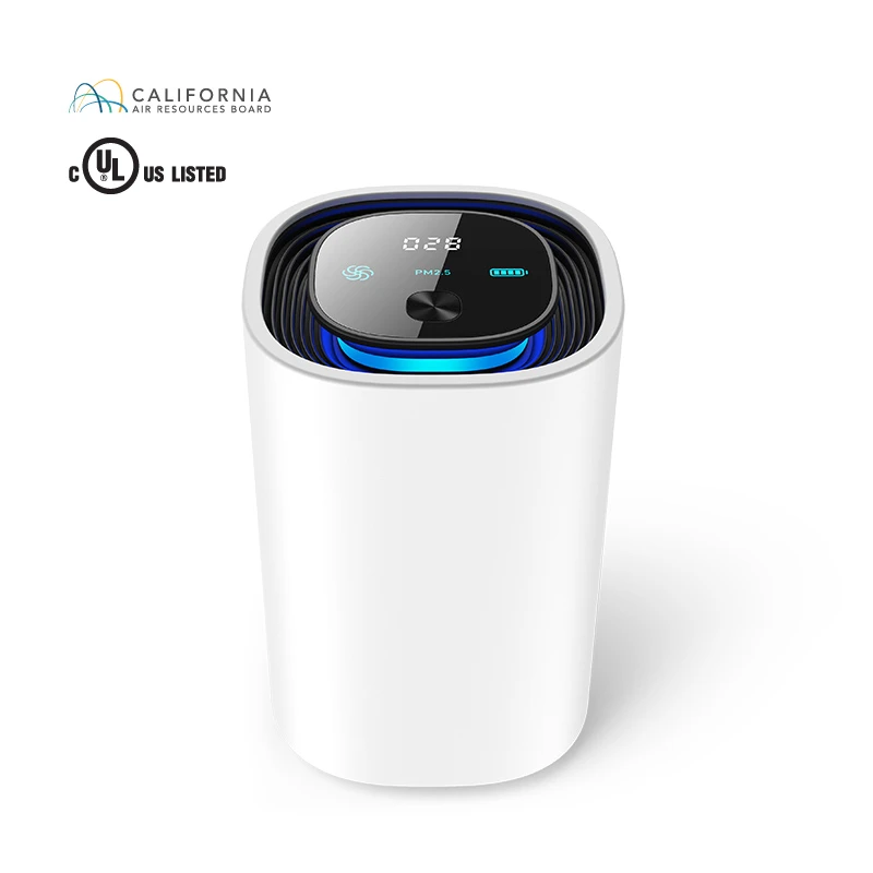 Rechargeable Personal Min Portable PM 2.5 Display Anion UV Car Air Purifier with Negative Ion Generator