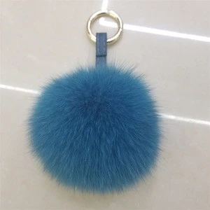 Reliable quality pom pom fur balls fur ball keychain bulk fox fur ball keychain