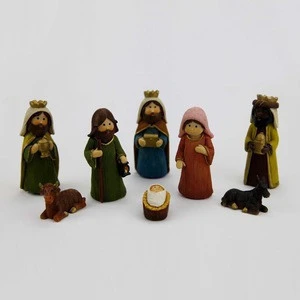 Resin Religious Children&#039;s First Christmas Table Top Nativity Set Figurines