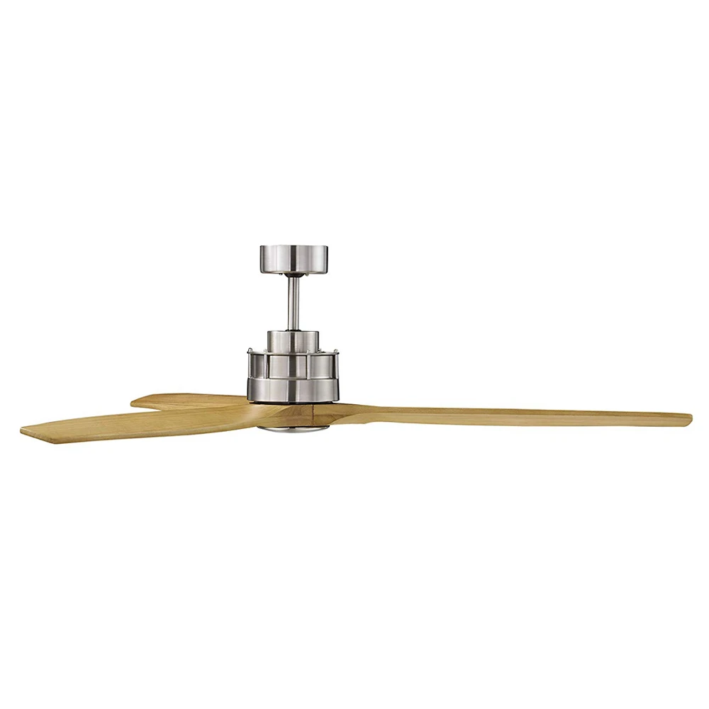 Room 36 56 52 inch Wood Blade Brushed  Satin Nickel AC DC Copper Motor Ceiling Fan With Maple 120V 60Hz