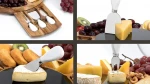 Round Bamboo Acacia Charcuterie Serving Platter Cutting Cheese Board with Slide-Out Drawer