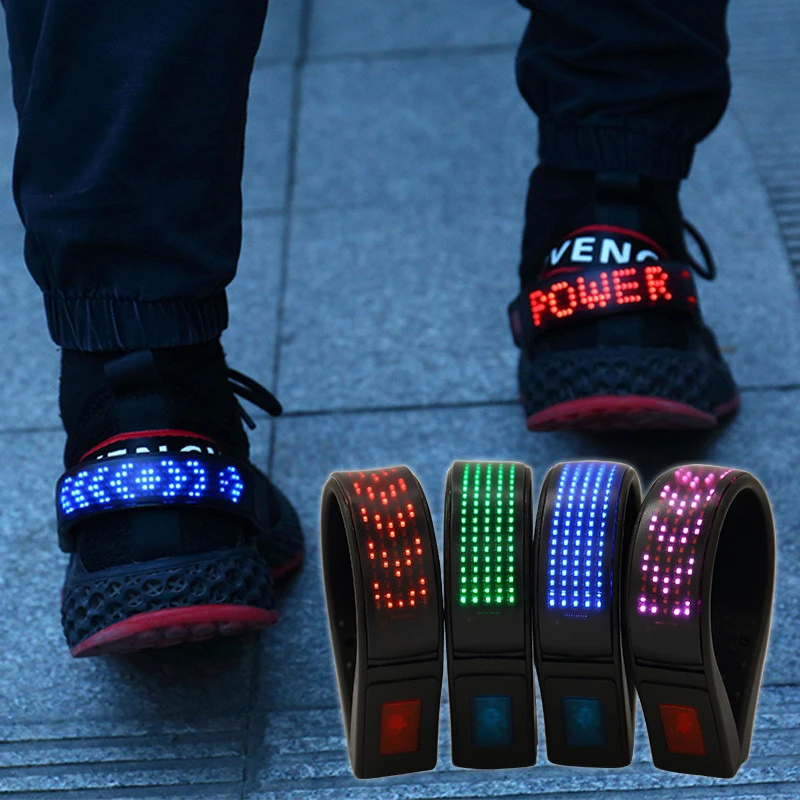 Runners Night Riding Safety Warning Street Dance Decoration USB charge 11 modes Led display Magic Screen Shoe Clip waterproof