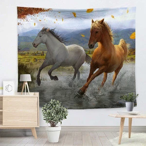 Running horse prints polyester tapestries and bath towels