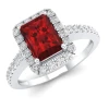 Scarlet Bloom Natural Red Garnet Gemstone Ring in 925 Sterling Silver with Sparking GRA Certified Moissanite Fine Bridal Rings