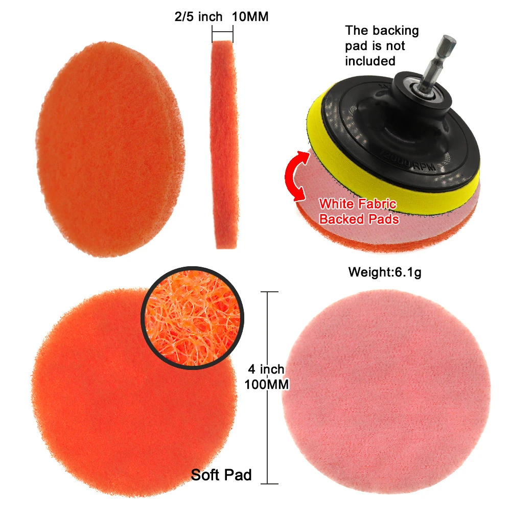 Scrub Pads Drill Power Brush Tile Scrubber Scouring Pads Clean Tool Drill Powered Tile Scrubber Cleaning Kit