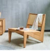 Simple Design Solid Wood natural Rattan cane chair Living Room Lounge Chair
