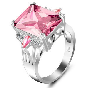Single Stone Ring Designs,Silver Pink Faux Diamond Wedding Rings Jewelry Women