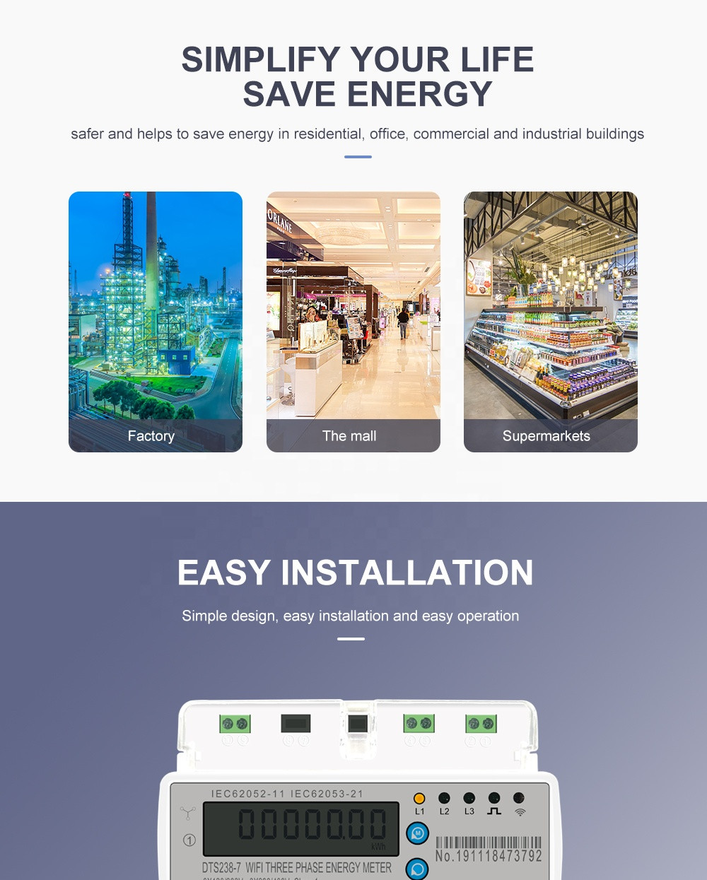 Buy Smart Phone App Control Wifi Energy Meter Din Rail Rs485 ...