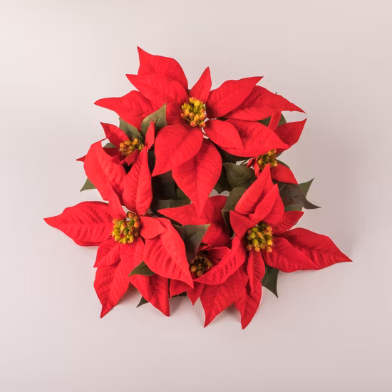 Wholesale Christmas Artificial Poinsettia Mini Wreath Polyester Poinsettia