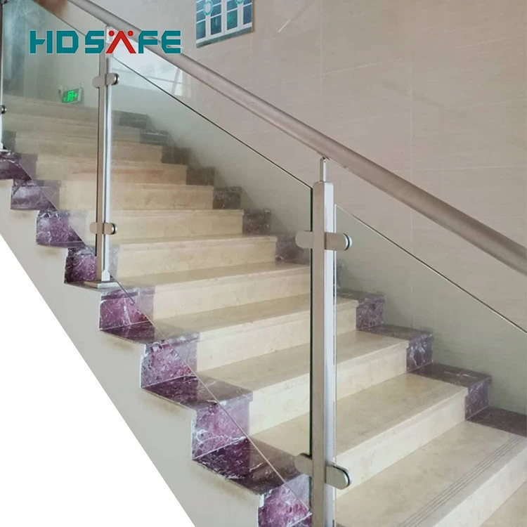 SS glass railing steel fence posts/handrail post with clamp