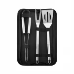 Stainless steel BBQ grill tools accessories set with kebab meat skewer corn holder spatula basting brush carrying bag