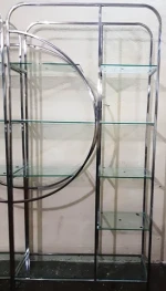 Stainless Steel Book Shelf with 5-tier slabs in glass used for display racks and library in home & office furniture