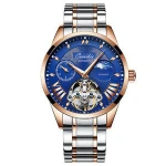 Stainless steel chain wrist watch skeleton mechanical watch