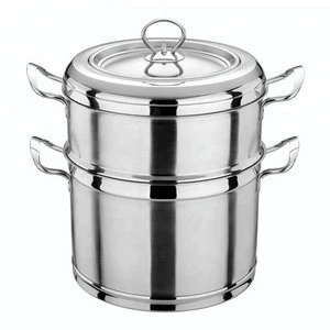 Stainless steel food steamer pot double boiler with lid
