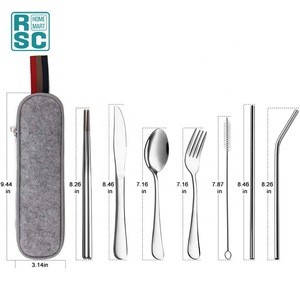 Stainless Steel Portable Utensils, Travel Camping Cutlery Set of 8-Piece Flatware set