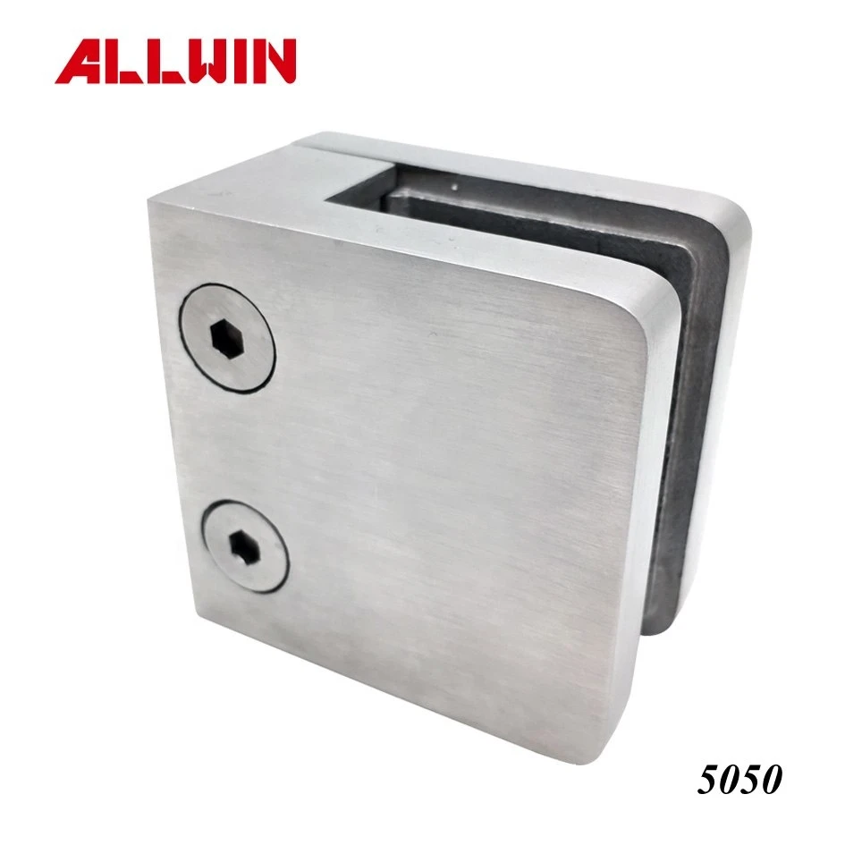 Stainless Steel Square Tube Flat Base Security Plate Glass Clamp